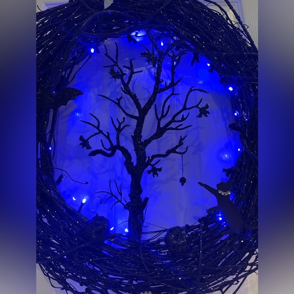 Halloween Wreath - Spooky BLACK CAT Door Decor! Man in Moon, TREE of Life, - Picture 9 of 16